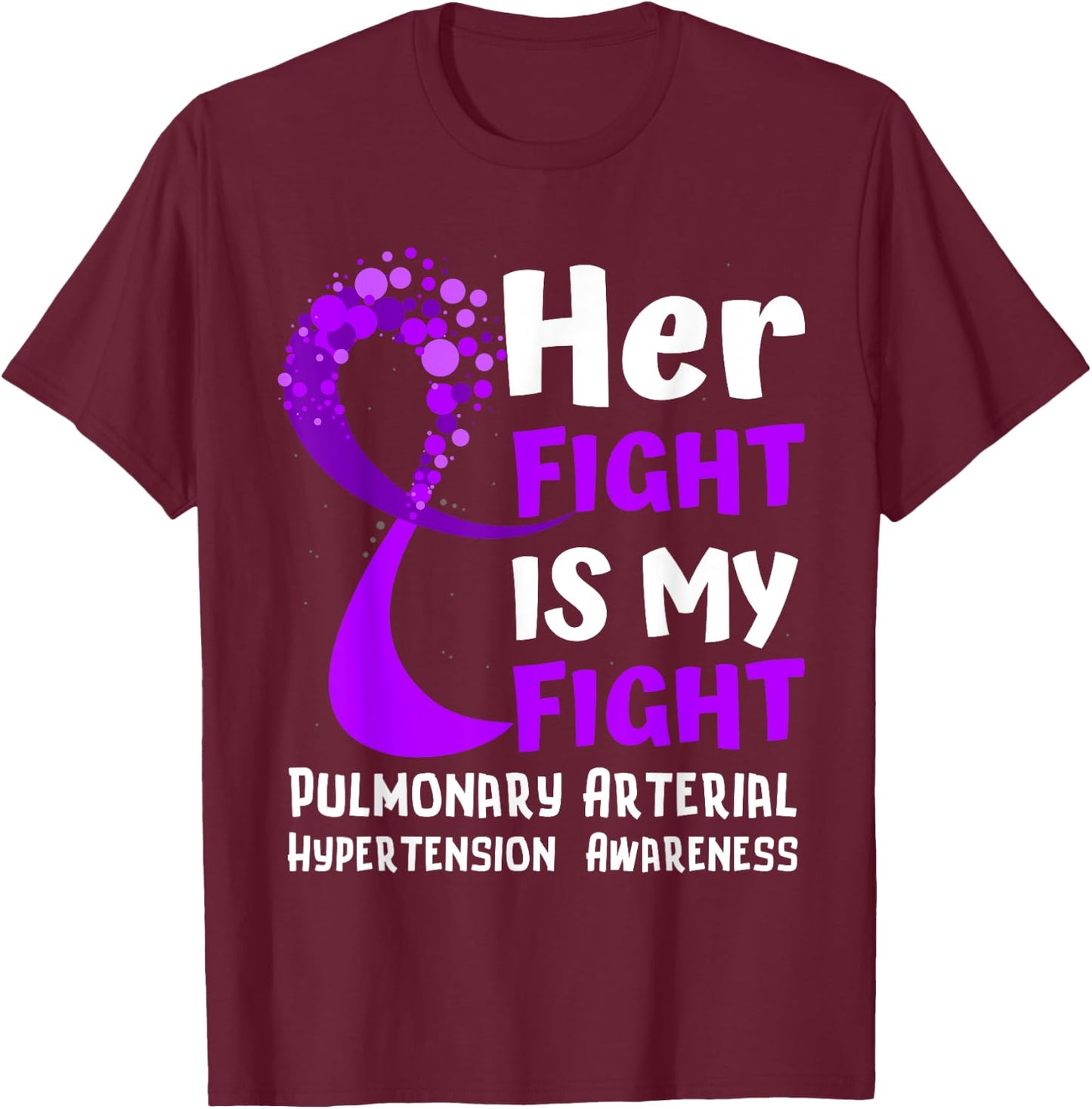 Pulmonary Arterial Hypertension Purple Ribbon Family Fighter T-Shirt - T-Shirt | Maroon