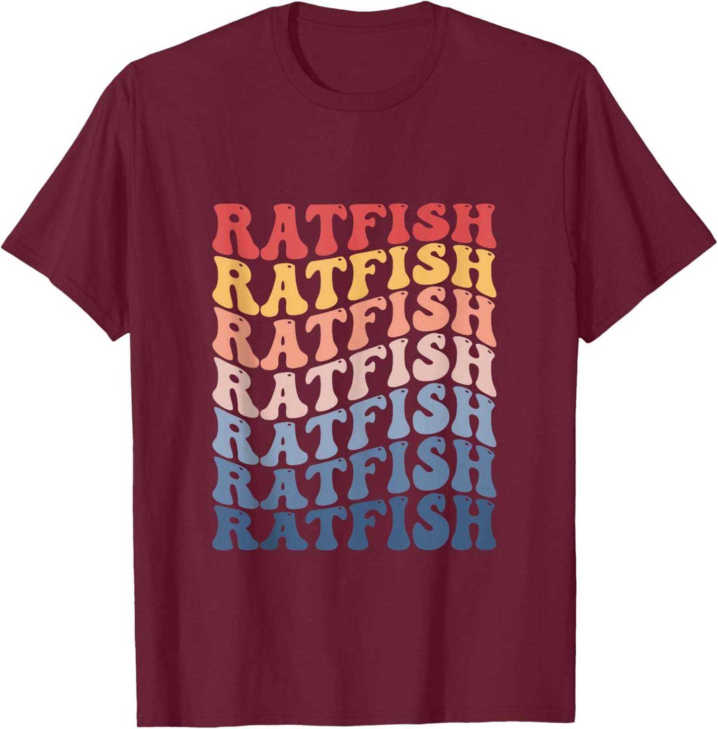 Ratfish Groovy Retro Fish T-Shirt - T-Shirt | Maroon
