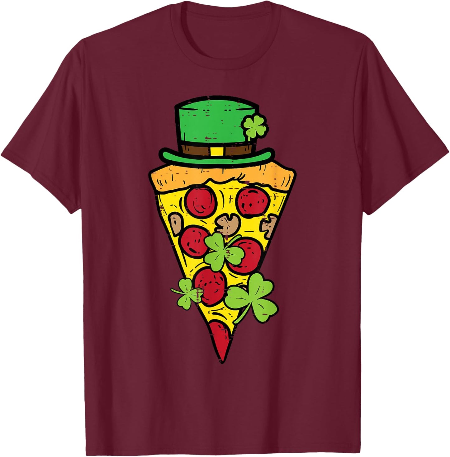 St Patricks Day Pizza Saint Paddys Pattys Men Women Kids T-Shirt - T-Shirt | Maroon