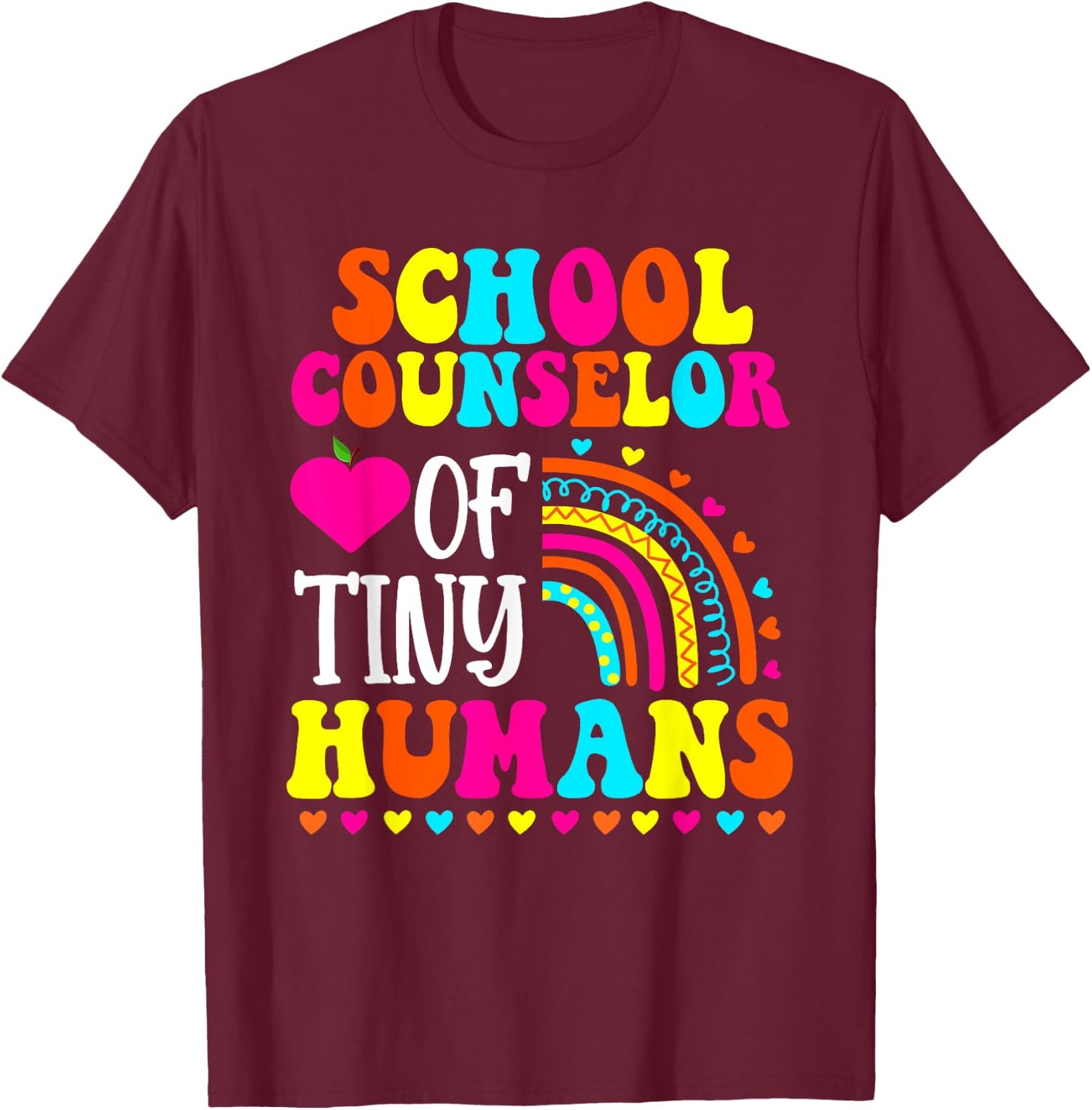 Boho School Counselor Of Tiny Humans First Day Of School T-Shirt - T-Shirt | Maroon