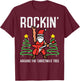 Santa Guitar Rockin Christmas Tree Funny Xmas Rocker Men Boy T-Shirt - T-Shirt | Maroon