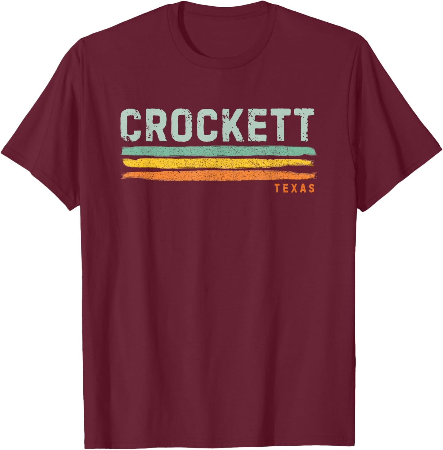 Vintage Stripes Crockett TX T-Shirt - T-Shirt | Maroon
