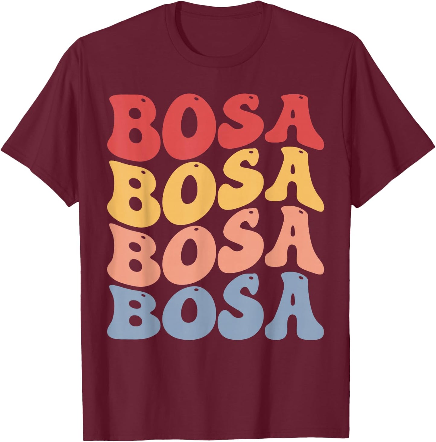 Bosa City Groovy Retro T-Shirt - T-Shirt | Maroon