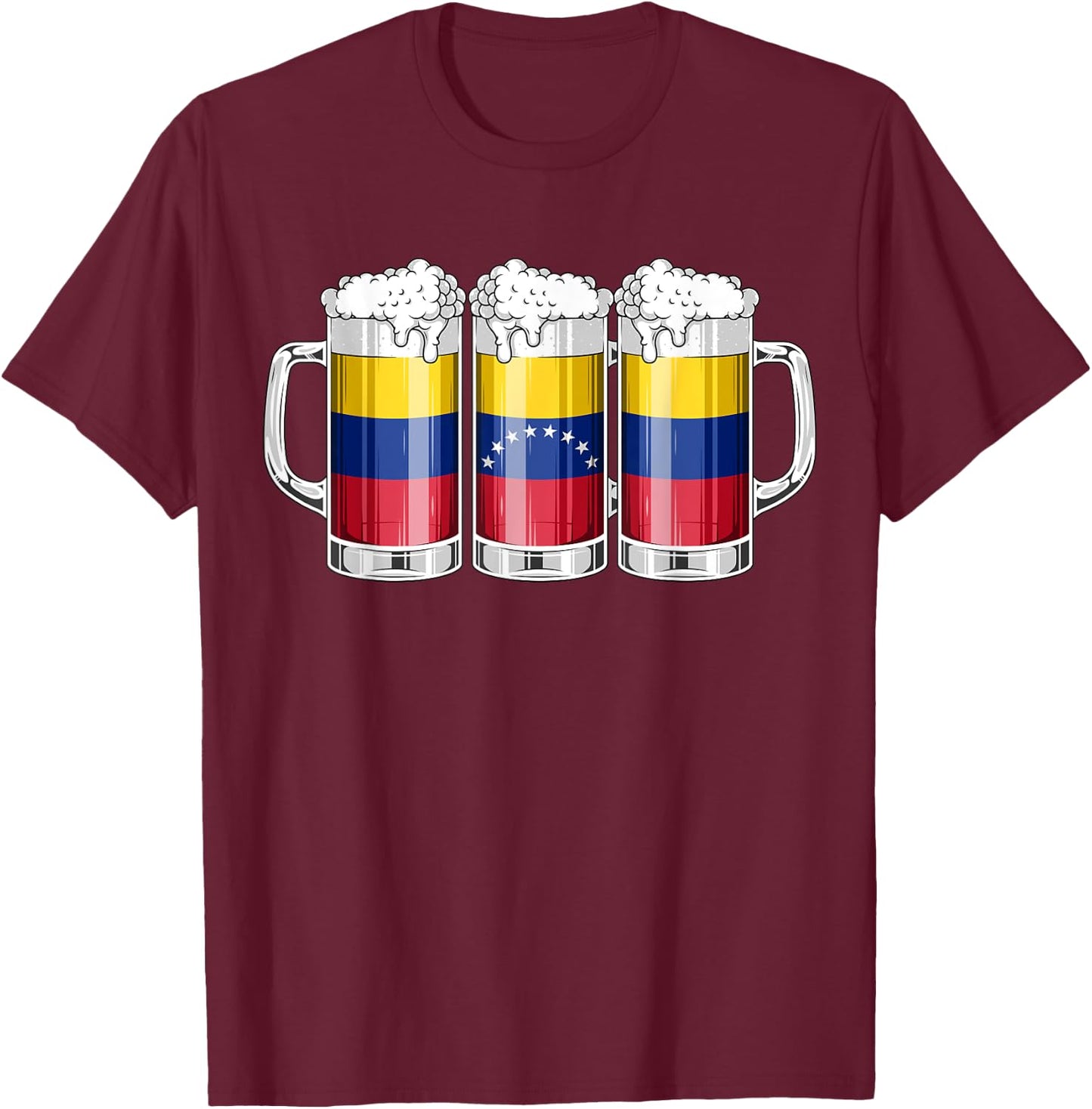 Beer Venezuelan Shirt - Beer Venezuela Flag Patriotic Men T-Shirt - T-Shirt | Maroon