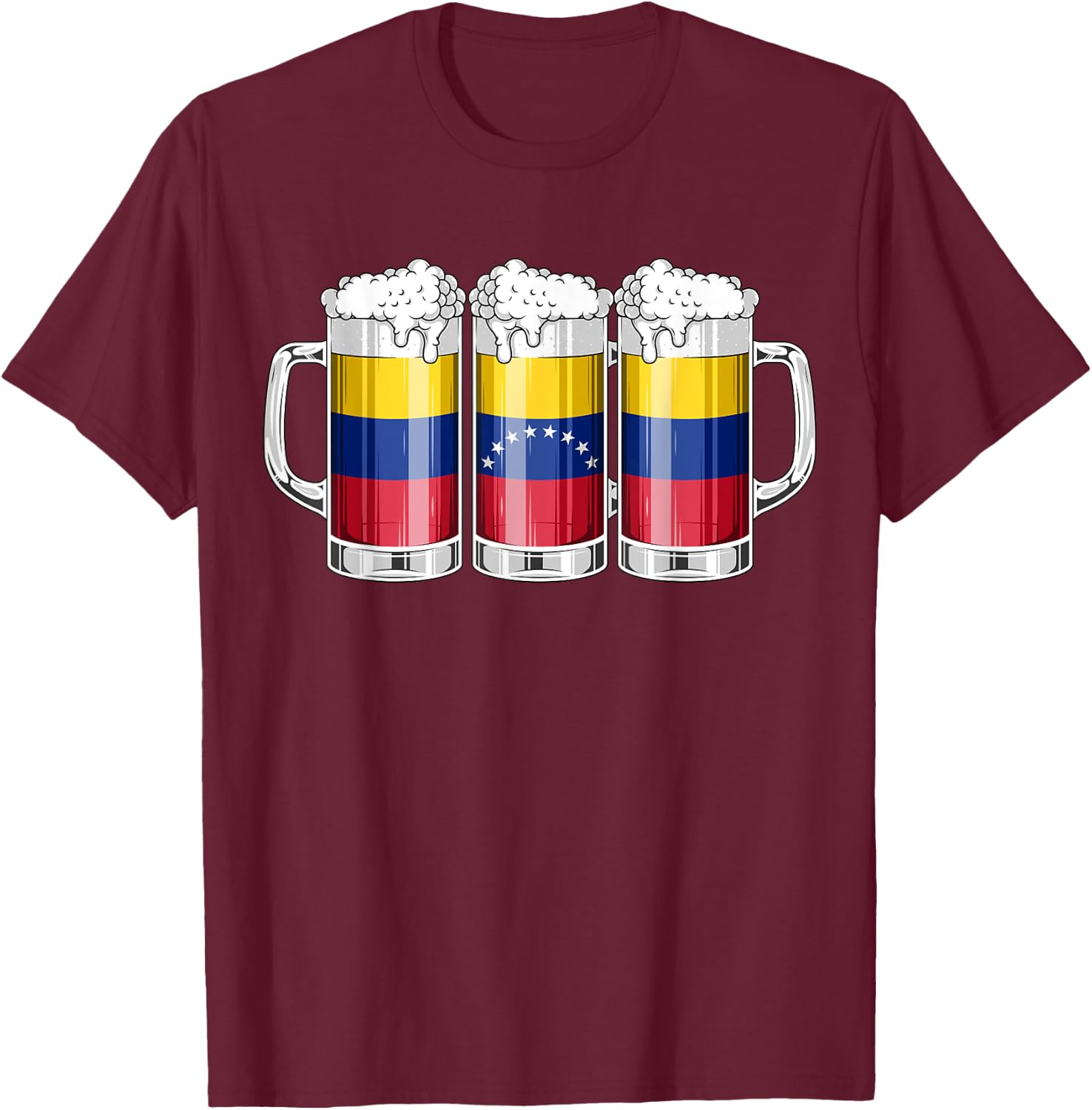 Beer Venezuelan Shirt - Beer Venezuela Flag Patriotic Men T-Shirt - T-Shirt | Maroon
