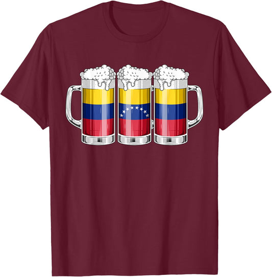 Beer Venezuelan Shirt - Beer Venezuela Flag Patriotic Men T-Shirt - T-Shirt | Maroon