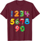 Monster Numbers Learning Cute Numbers 0-9 Back to School T-Shirt - T-Shirt | Maroon