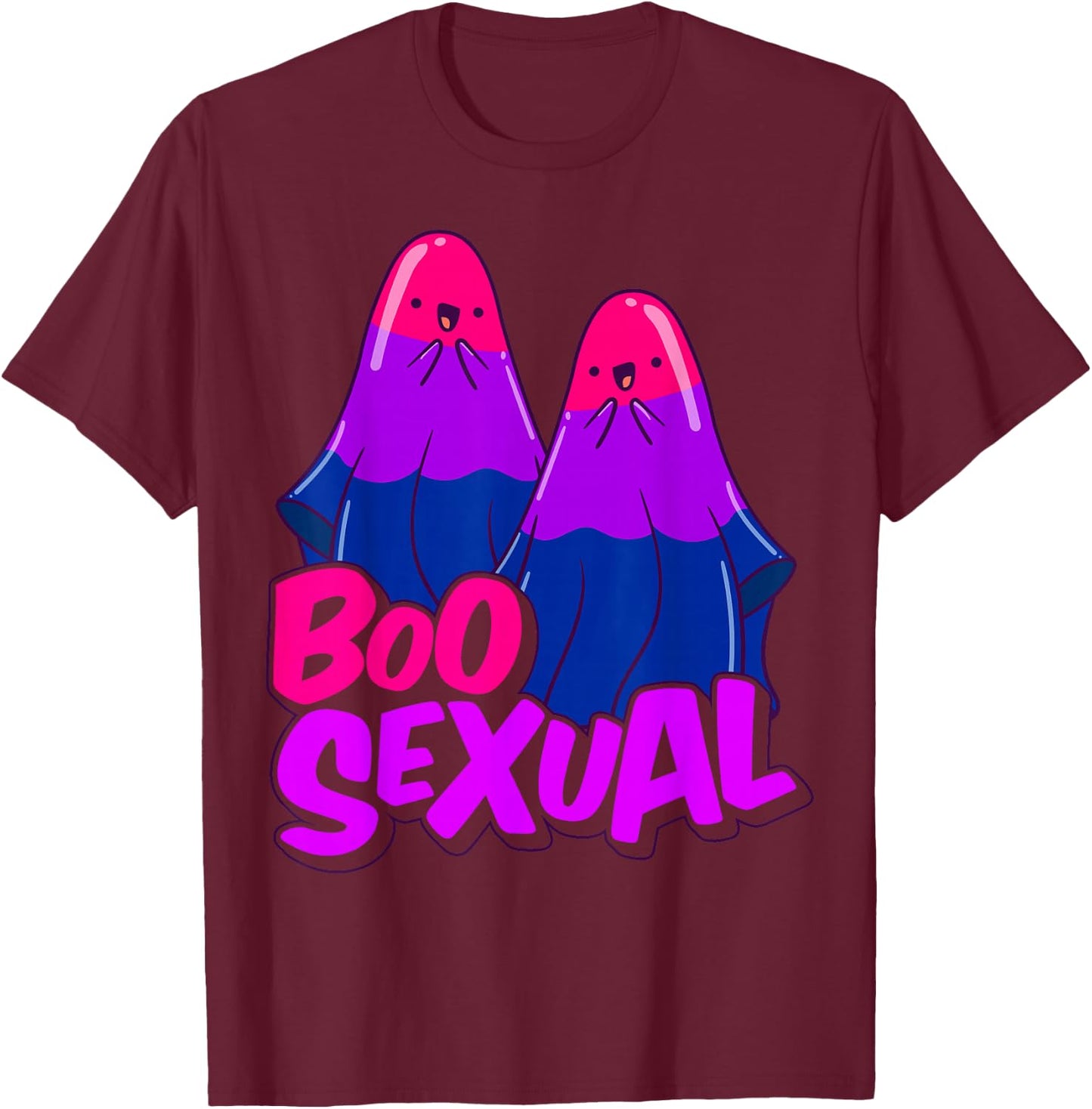 Boo Sexual Bisexual Ghost Pair Word Game for Halloween T-Shirt - T-Shirt | Maroon