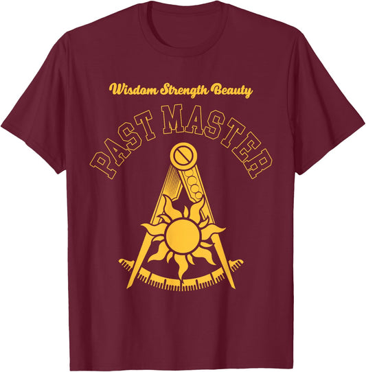 Mason Past Master Sun Masonic Light Wisdom Strength Beauty T-Shirt - T-Shirt | Maroon