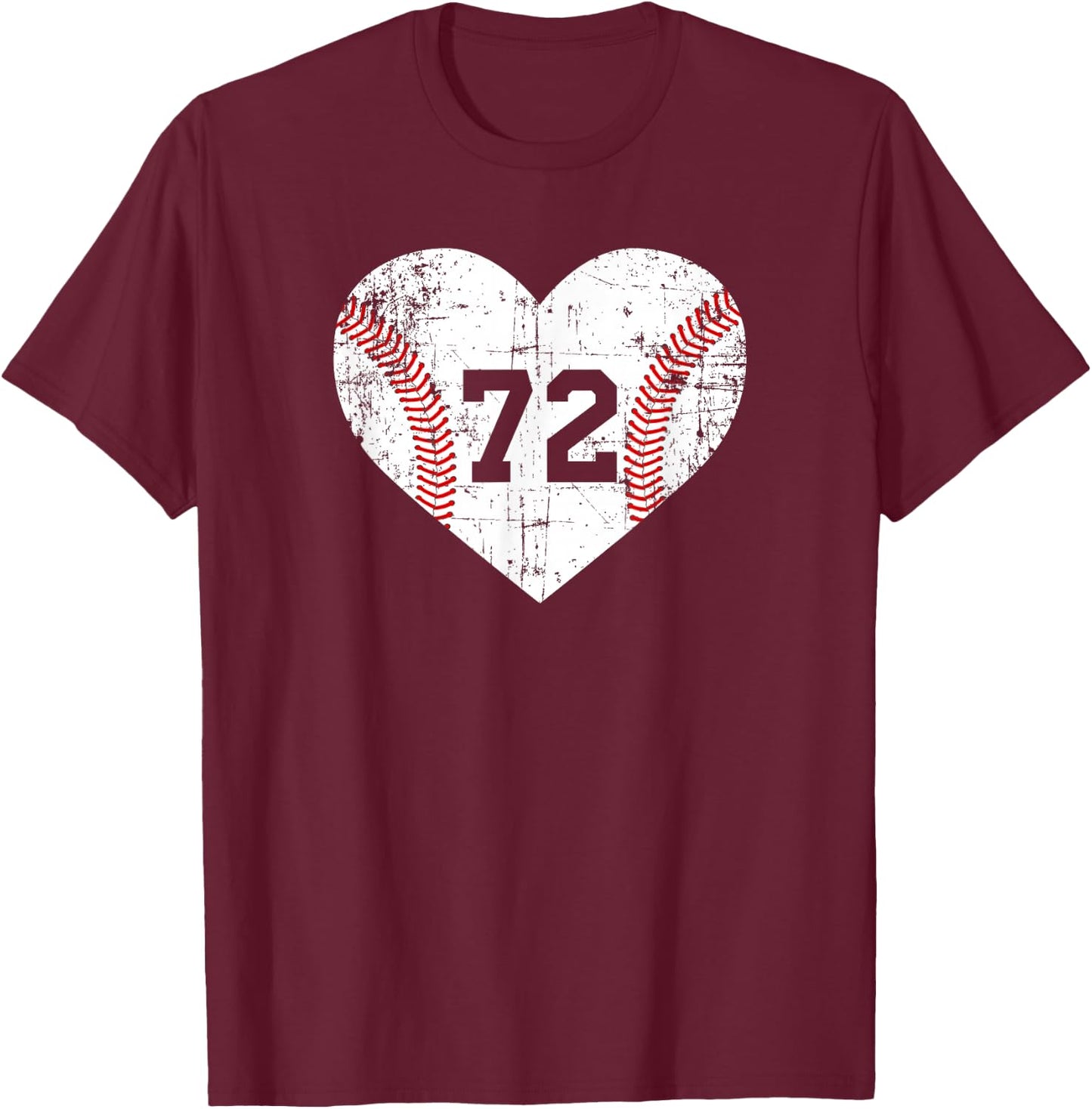 Vintage Baseball 72 Jersey Number T-Shirt - T-Shirt | Maroon