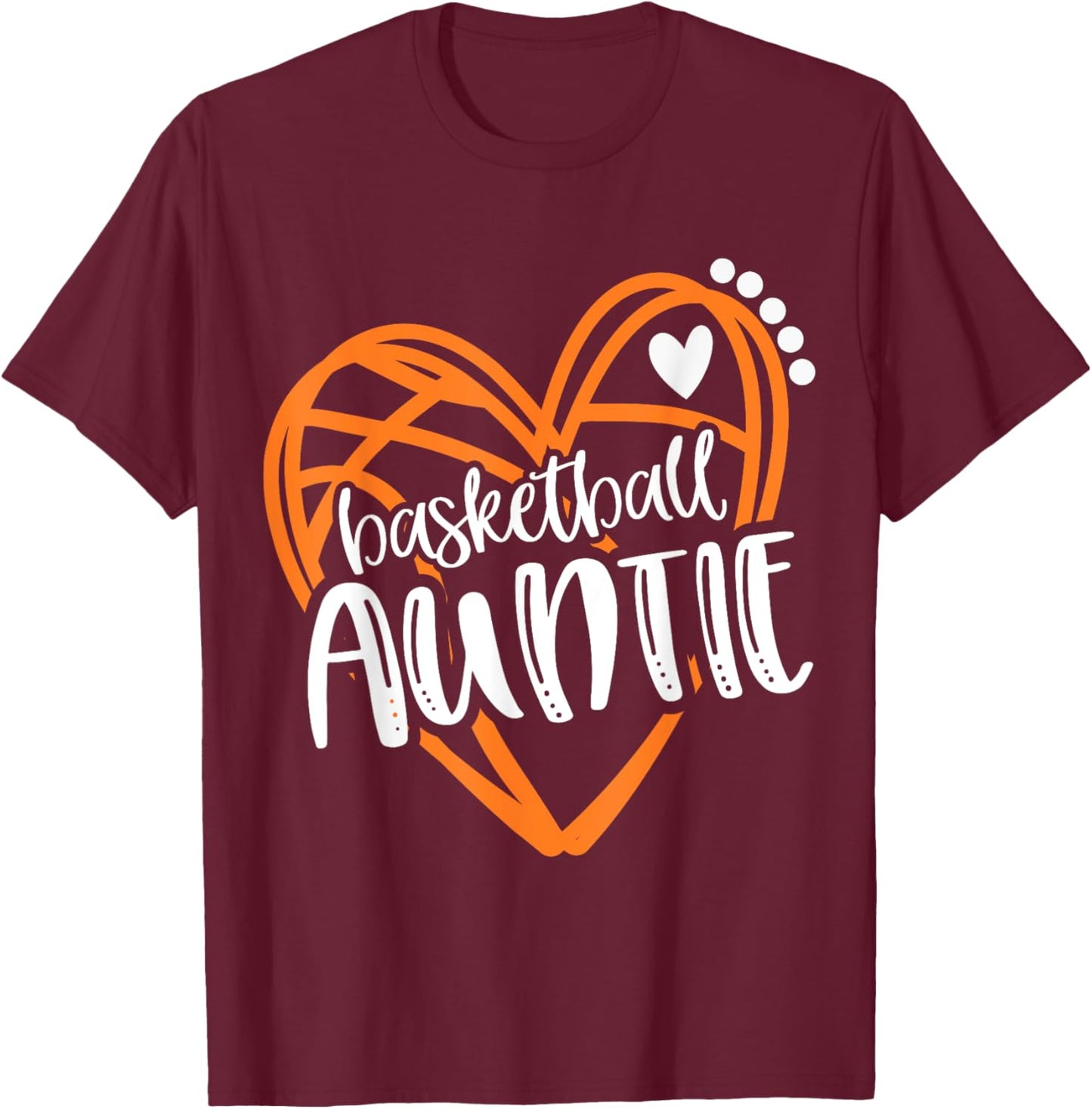 Girls Basketball AUNTIE Heart Distressed T-Shirt - T-Shirt | Maroon