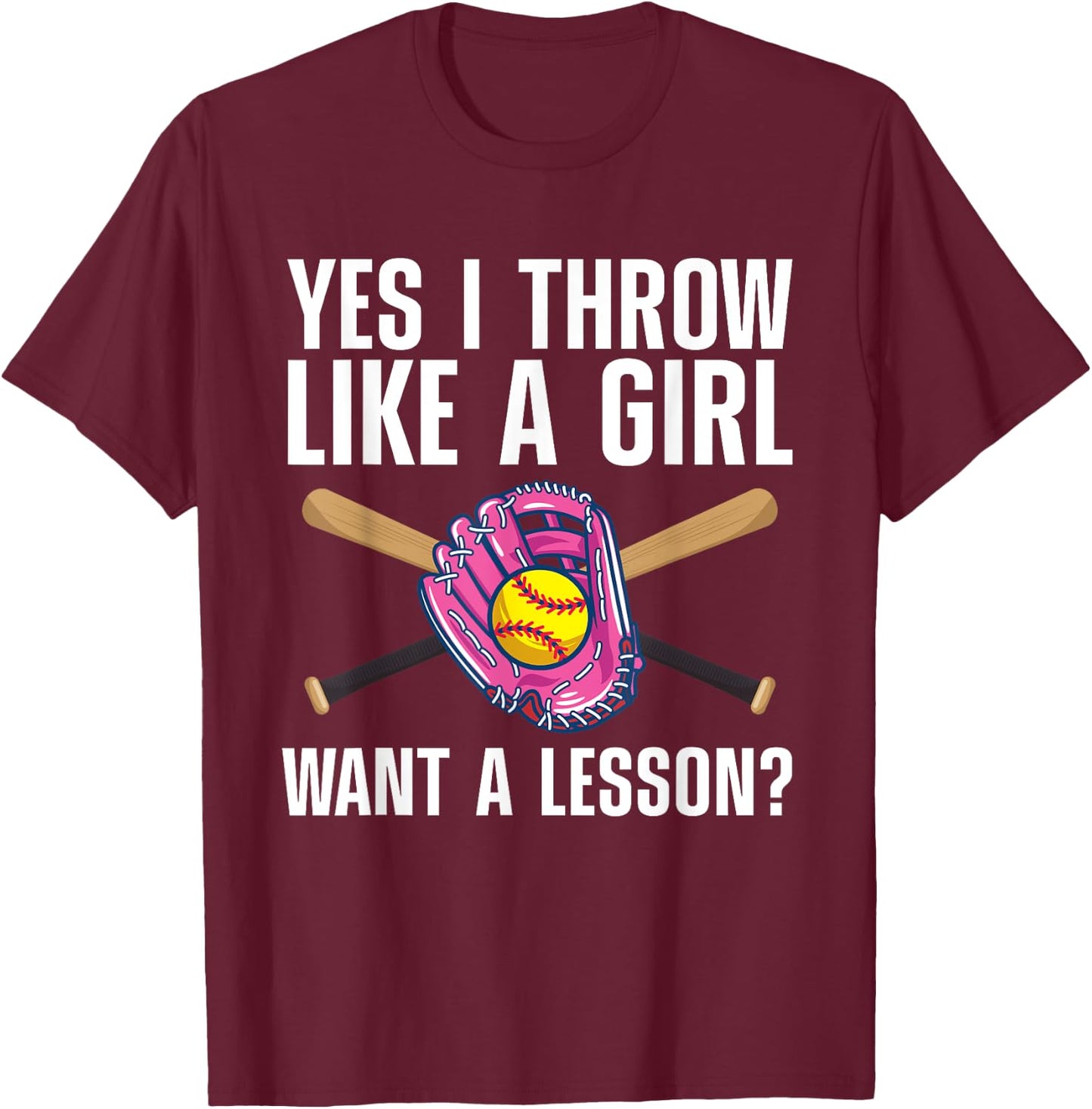 Cool Softball Girls Youth Catcher Pitcher Baseball T-Shirt - T-Shirt | Maroon