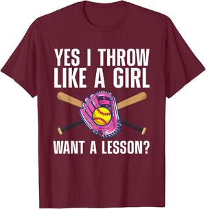 Cool Softball Girls Youth Catcher Pitcher Baseball T-Shirt - T-Shirt | Maroon