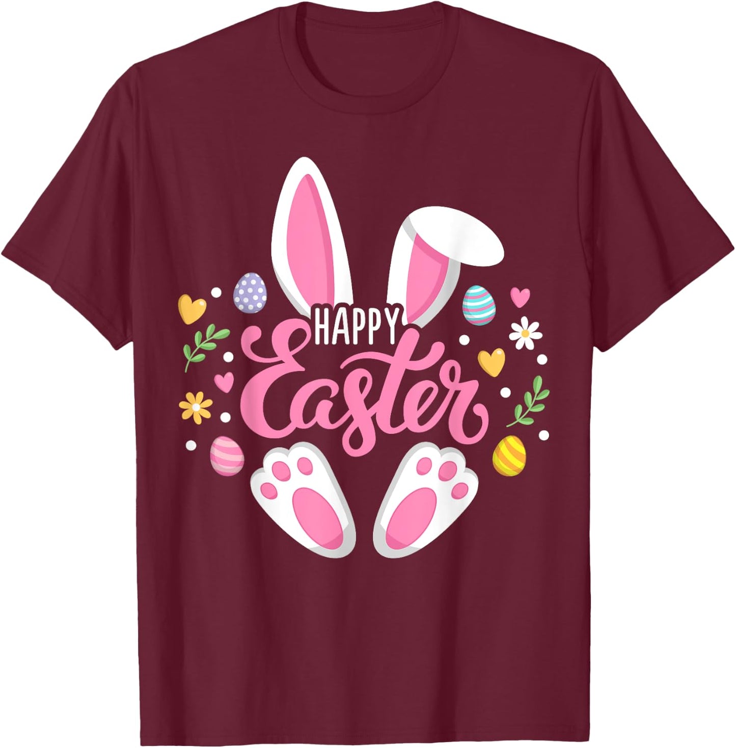 Happy Easter Bunny Easter Egg Hunt Squad Easter Women Family T-Shirt - T-Shirt | Maroon