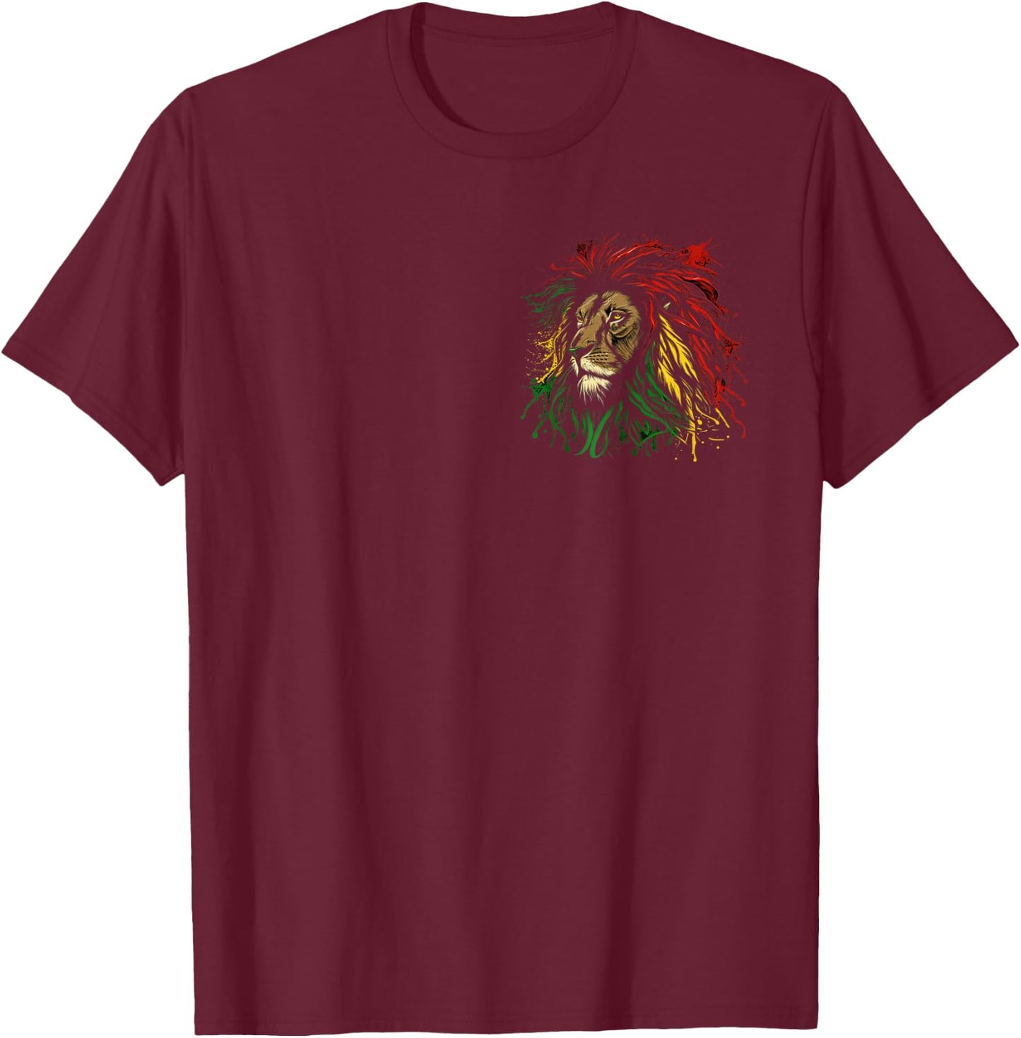 Rasta Reggae Lion Of Judah Jamaica Roots Rastafarian Lion T-Shirt - T-Shirt | Maroon