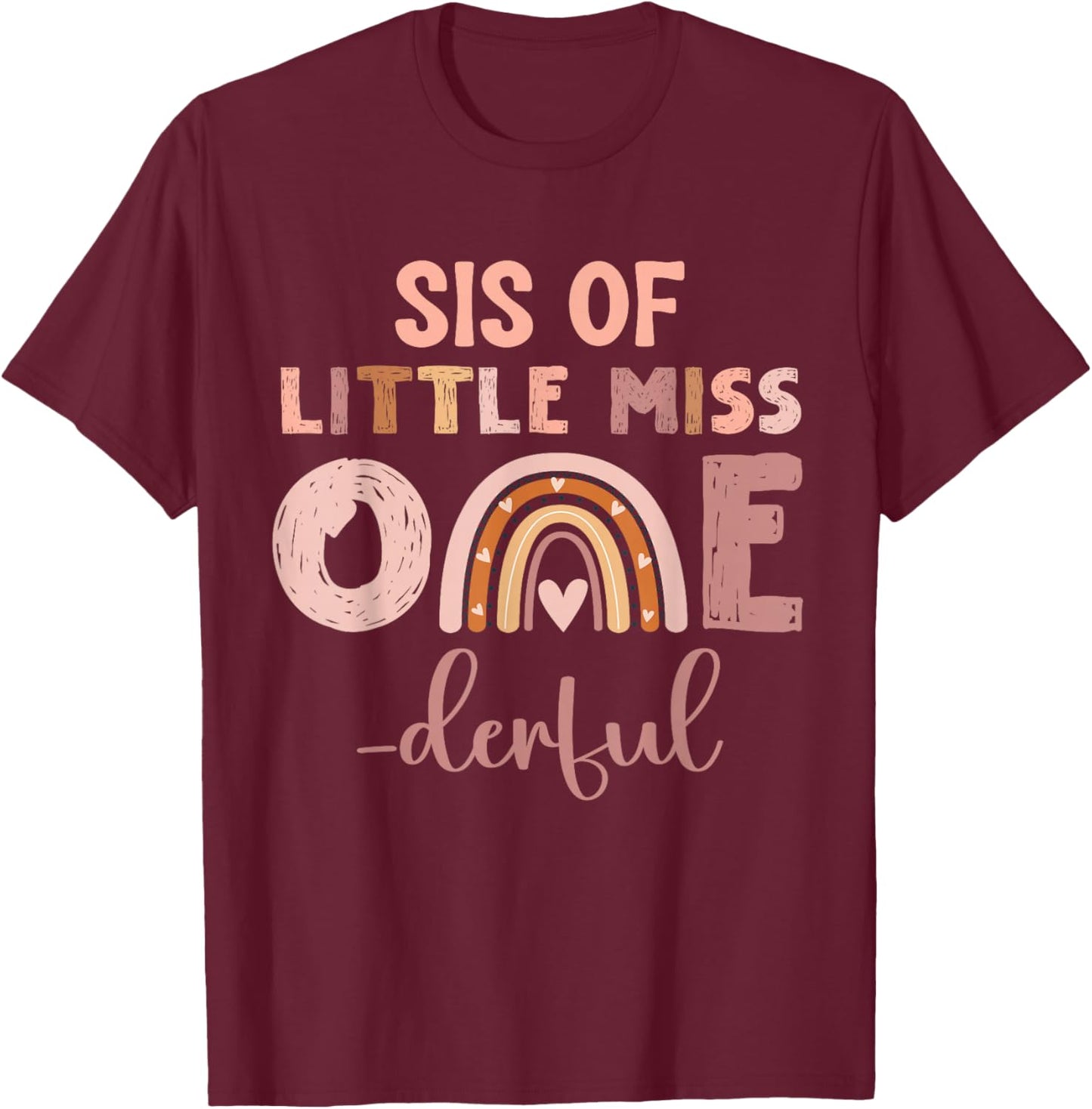 Boho Sis of Miss Onederful 1st Birthday Girl Cute T-Shirt - T-Shirt | Maroon