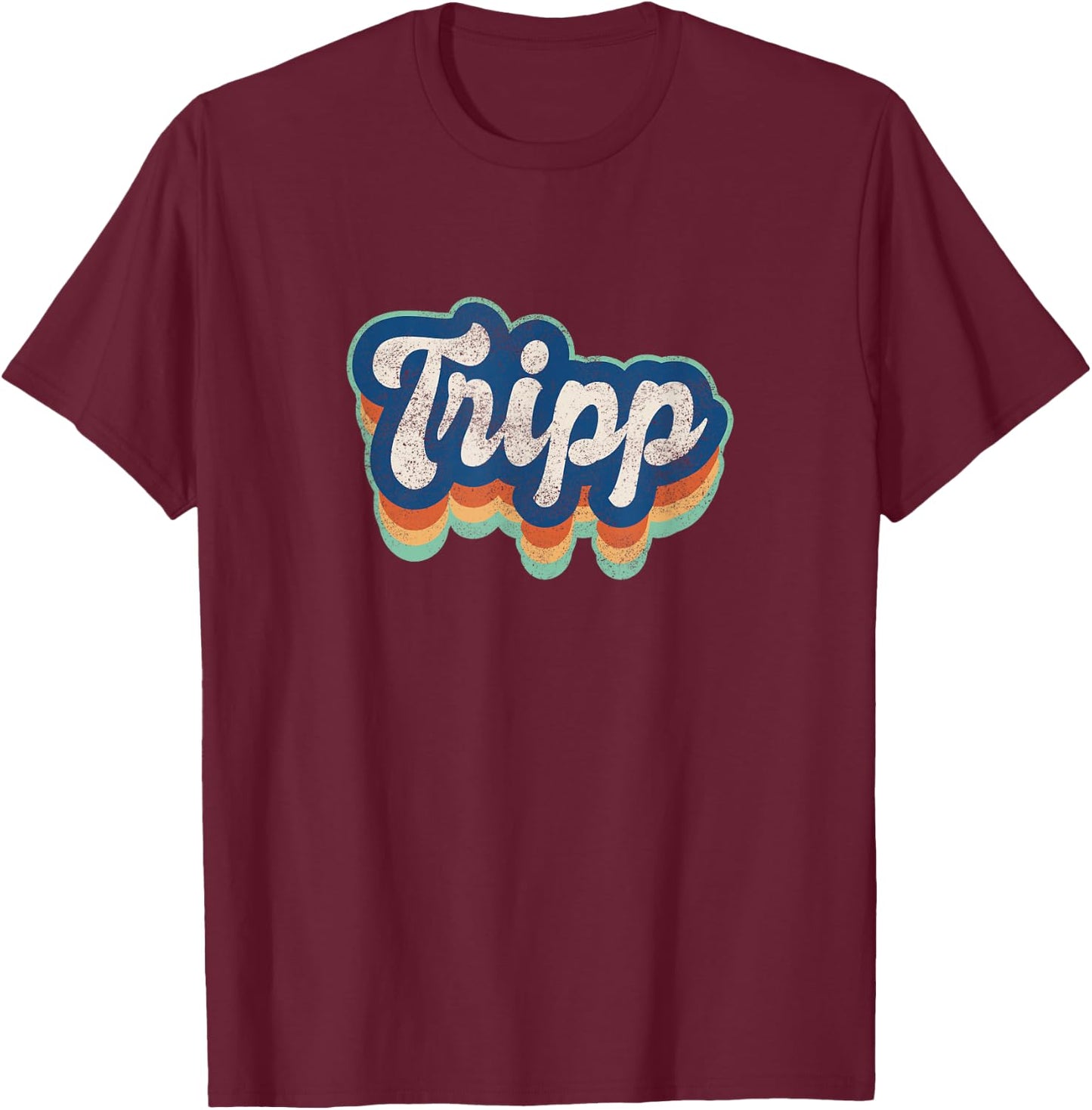 Tripp First Name Boy Vintage Style 70s 80s Personalized T-Shirt - T-Shirt | Maroon