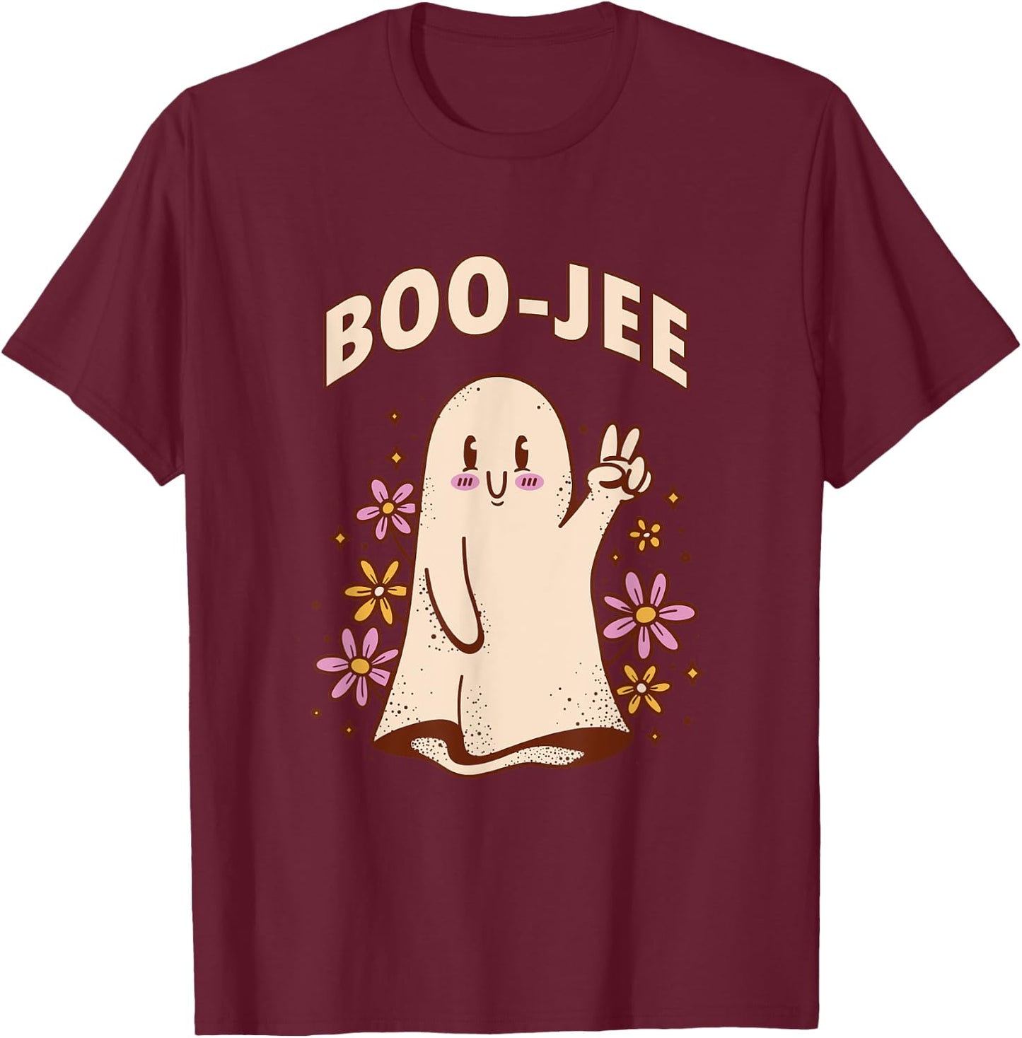 Cute Ghost Spooky Season Halloween Costume Boogee Boo-Jee T-Shirt - T-Shirt | Maroon