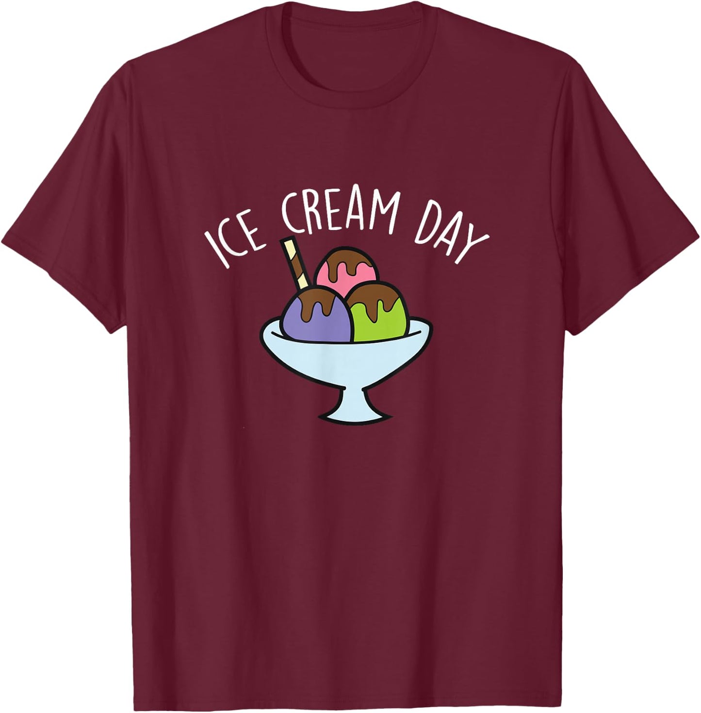 Ice Cream Day Gelato Summer Funny Ice Cream Men Women Girls Kids T-Shirt - T-Shirt | Maroon