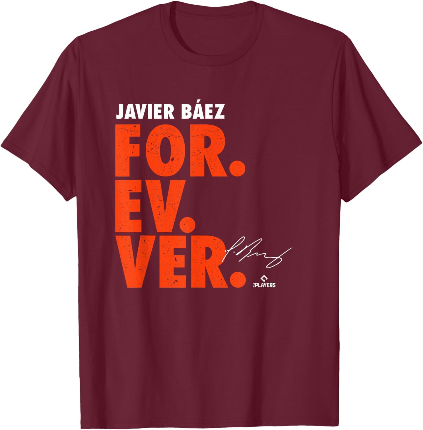 Javier Baez Forever Baseball Javier Baez Detroit MLBPA T-Shirt - T-Shirt | Maroon