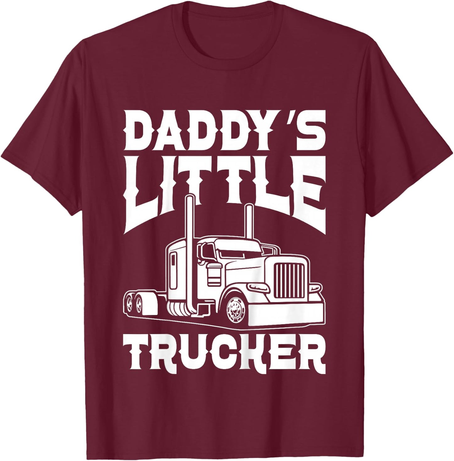 Kids Toddler Boys Semi truck Daddy's little trucker T-Shirt - T-Shirt | Maroon