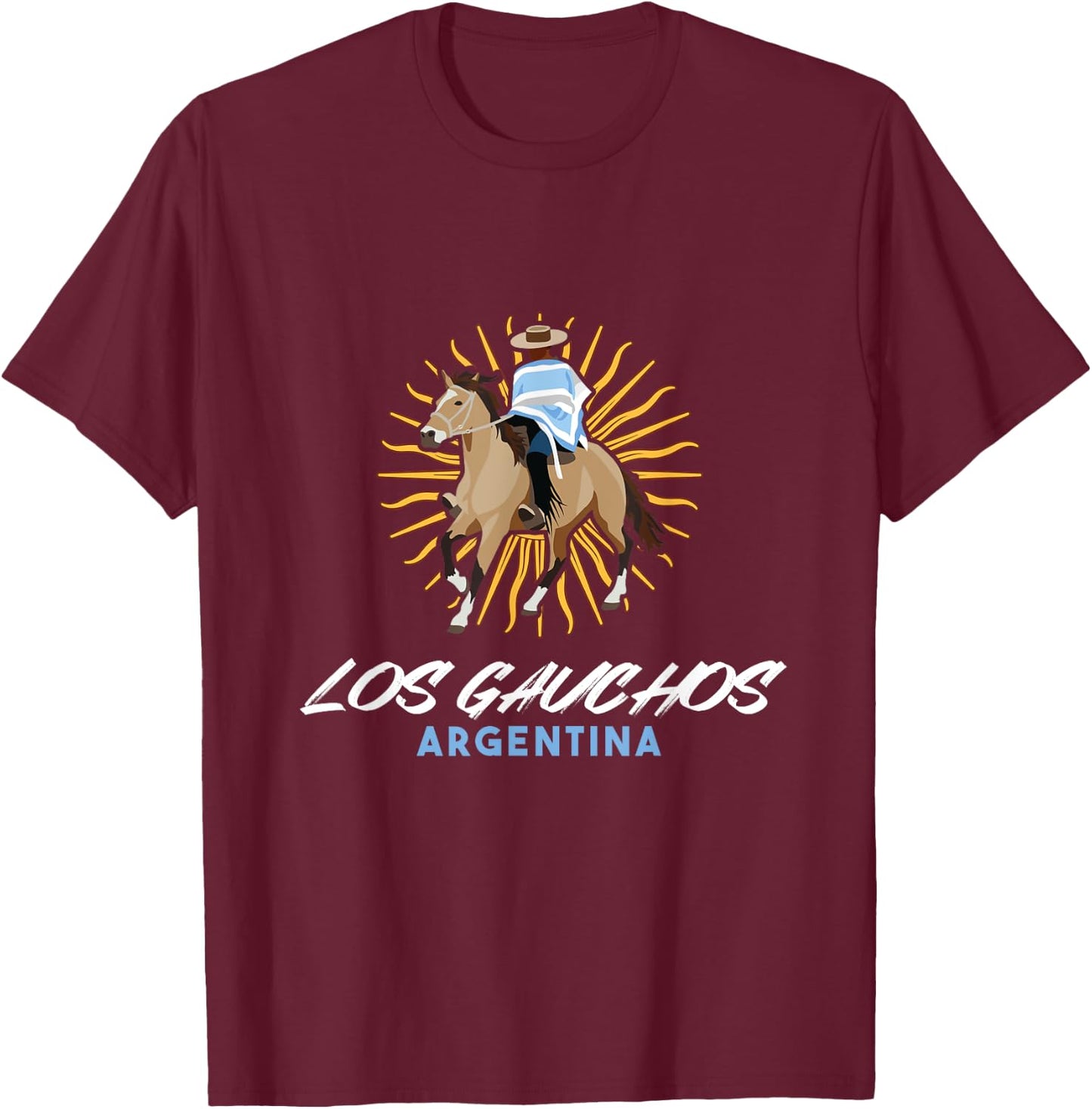 Los Gauchos Argentina Cowboy Argentina Flag T-Shirt - T-Shirt | Maroon