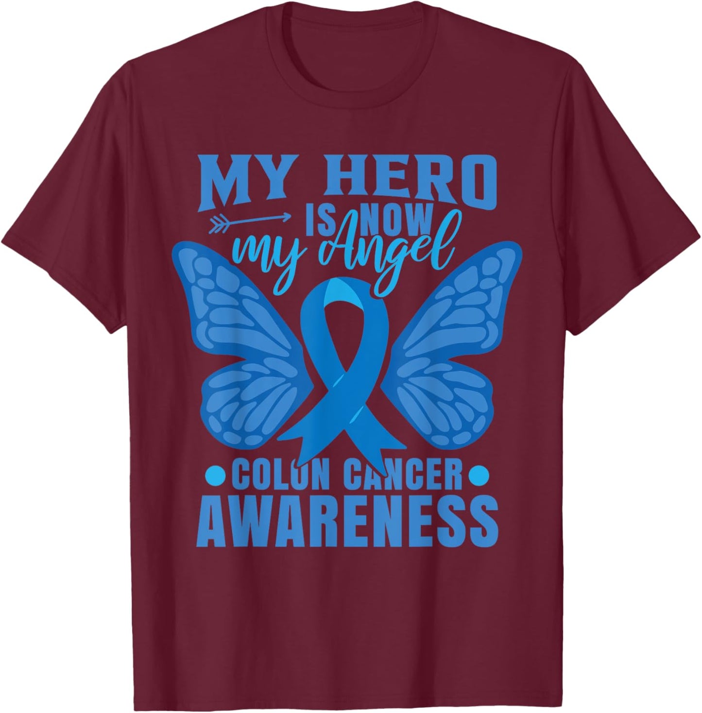 Colon Cancer Butterfly T-Shirt - T-Shirt | Maroon