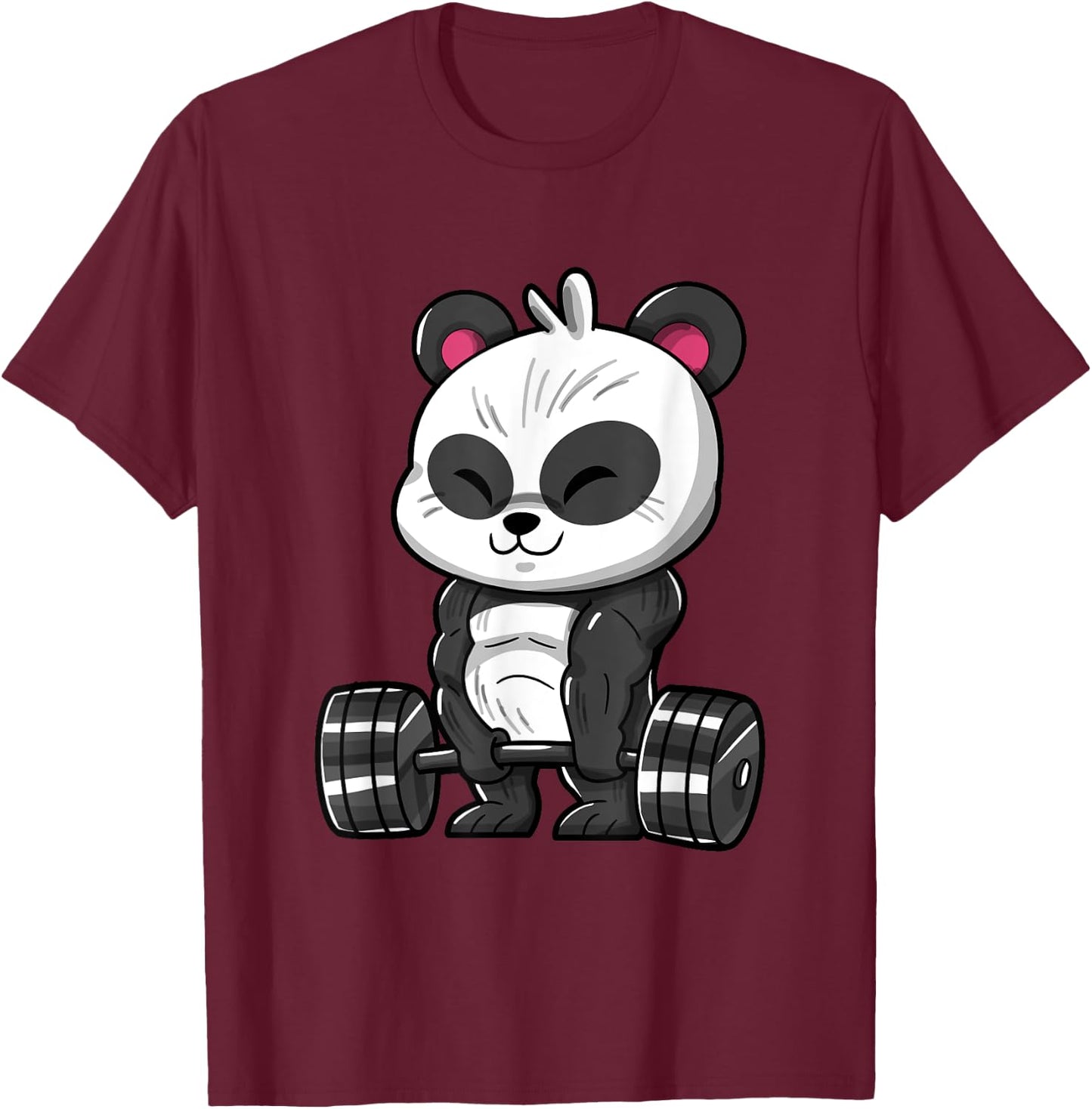 Weightlifting Panda Workout Bodybuilder Fitness Gym Panda T-Shirt - T-Shirt | Maroon