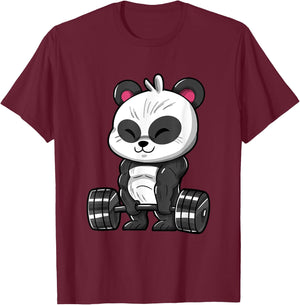 Weightlifting Panda Workout Bodybuilder Fitness Gym Panda T-Shirt - T-Shirt | Maroon