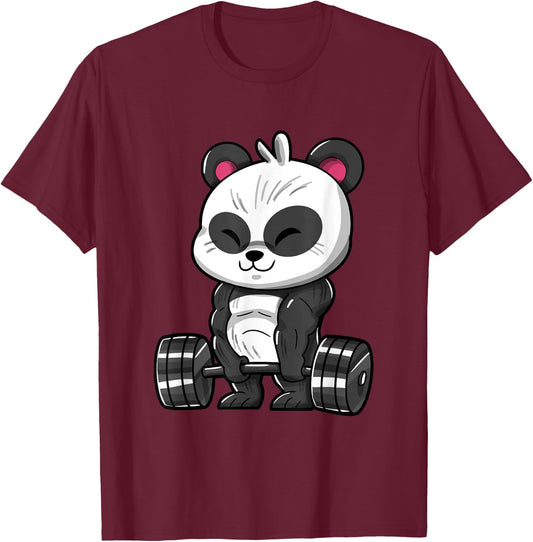 Weightlifting Panda Workout Bodybuilder Fitness Gym Panda T-Shirt - T-Shirt | Maroon