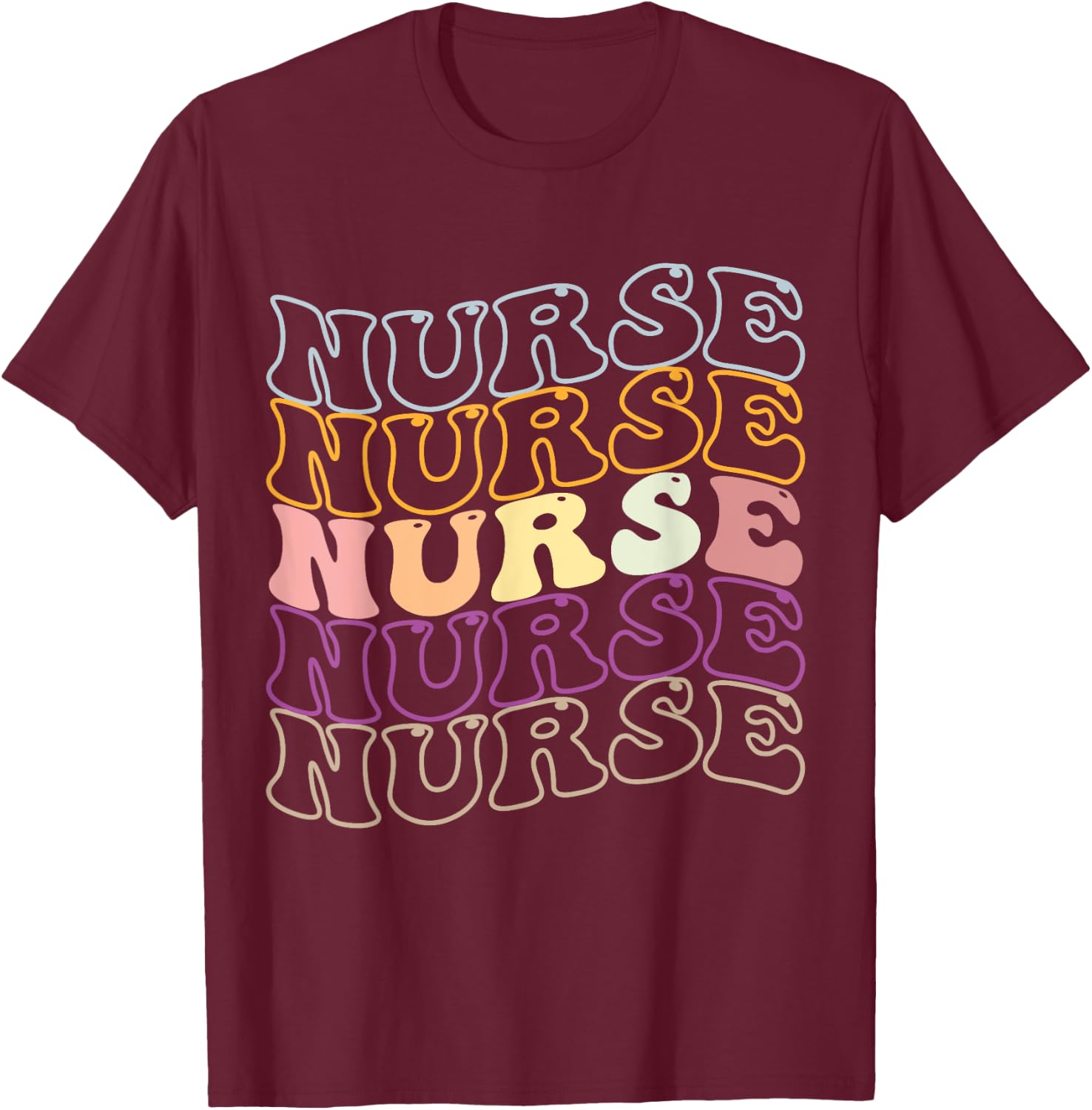Nurse Groovy Retro Hippie T-Shirt - T-Shirt | Maroon