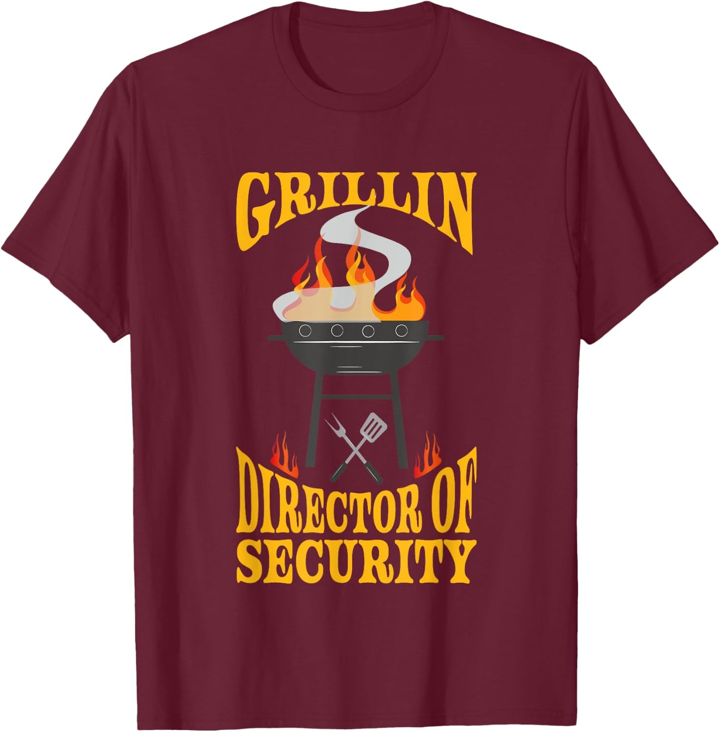 Director Of Security BBQ Grill Smoker & Barbecue Chef T-Shirt - T-Shirt | Maroon