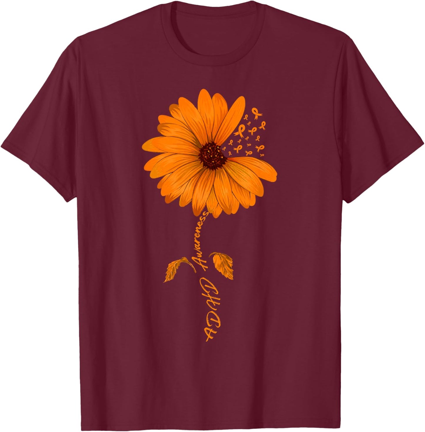 ADHD Awareness Sunflower T-Shirt - T-Shirt | Maroon
