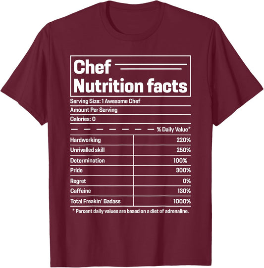 Chef Nutrition Facts - Chef T-Shirt - T-Shirt | Maroon