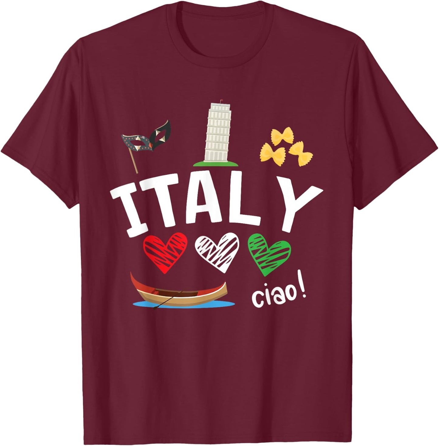 Love Italy and Everything Italian Culture T-Shirt - T-Shirt | Maroon