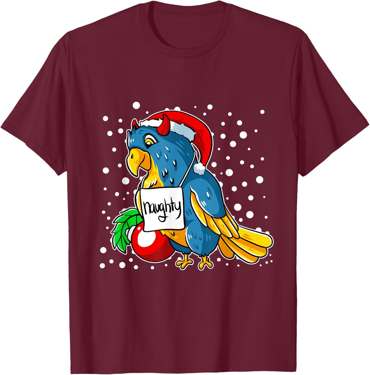 Naughty Conure Christmas Pajama Funny Parrot Bird X-Mas T-Shirt - T-Shirt | Maroon