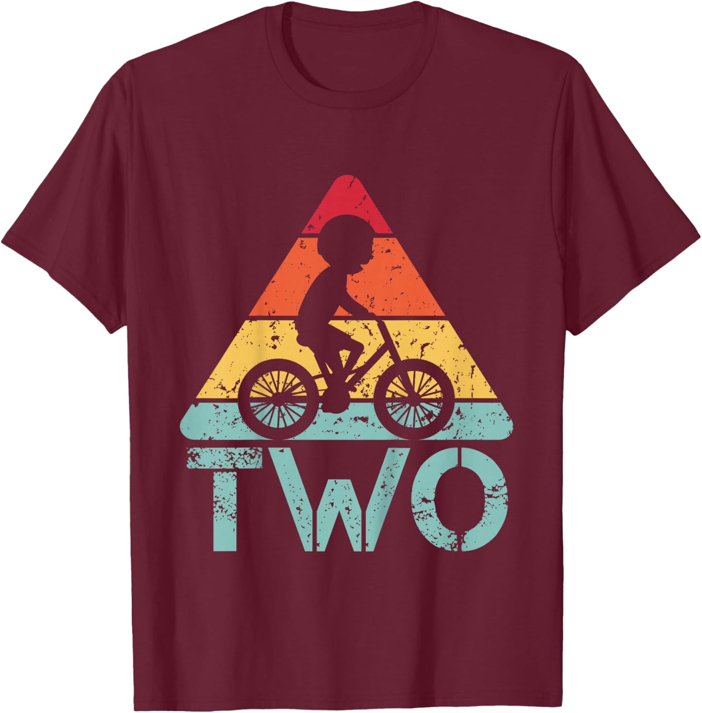 Cyclist Two Birthday Cycling 2nd 2 Year Old Bike Birthday T-Shirt - T-Shirt | Maroon