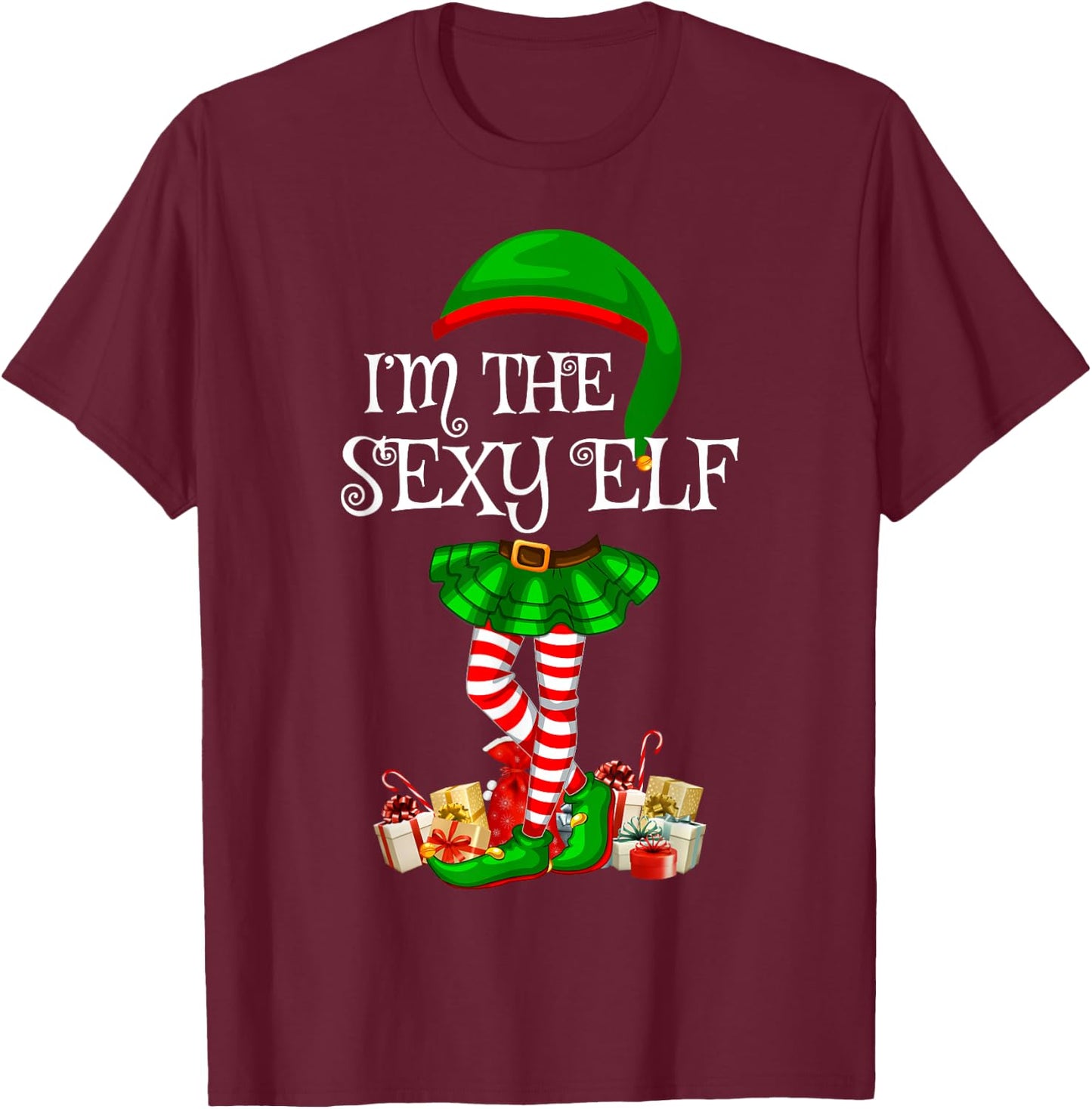 Family Matching Women Girls The Sexy Elf Christmas T-Shirt - T-Shirt | Maroon