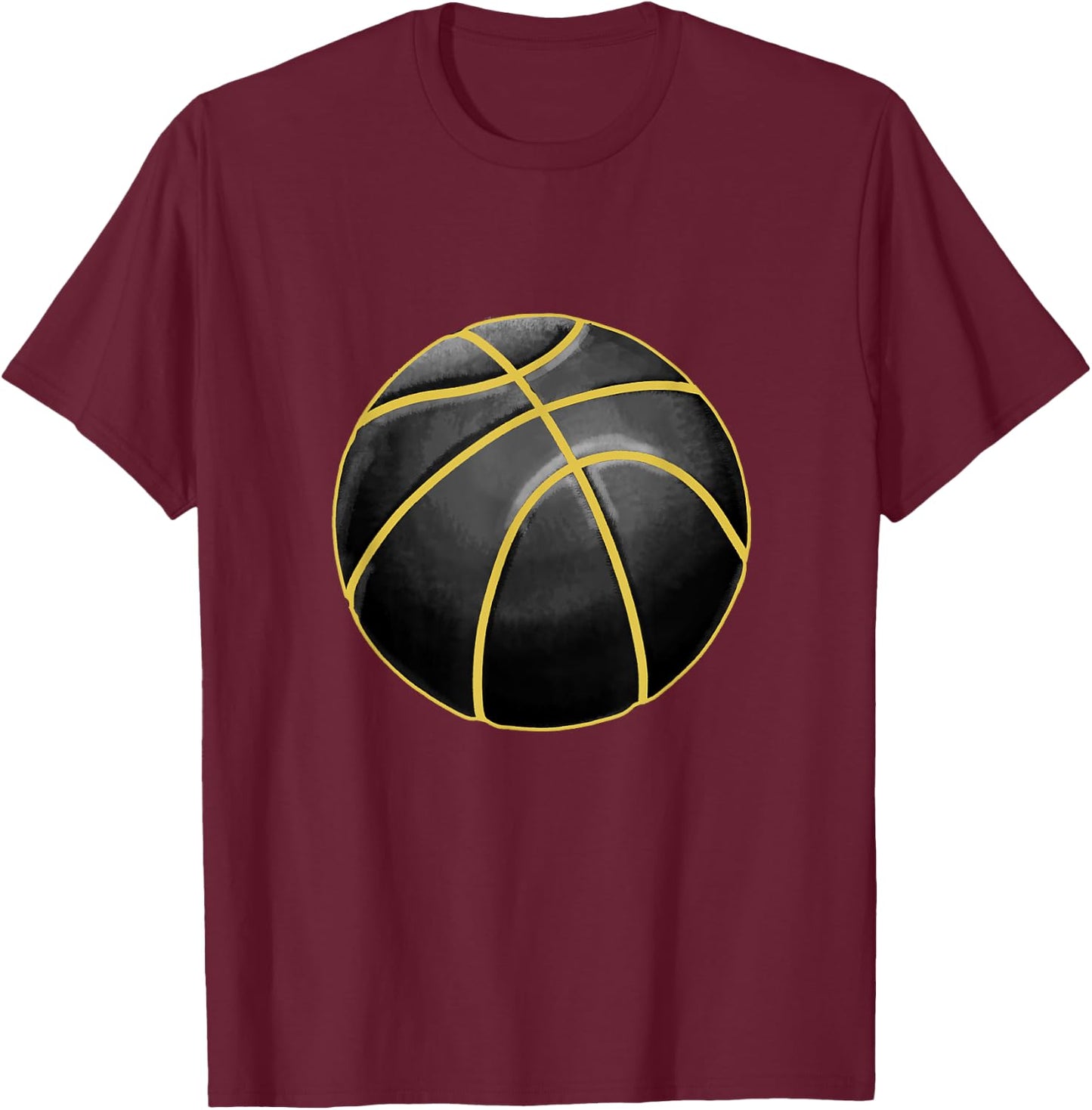 Basketball Illustration Black Gold Ball Design Streetball T-Shirt - T-Shirt | Maroon