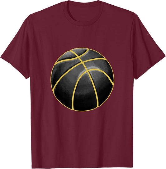 Basketball Illustration Black Gold Ball Design Streetball T-Shirt - T-Shirt | Maroon