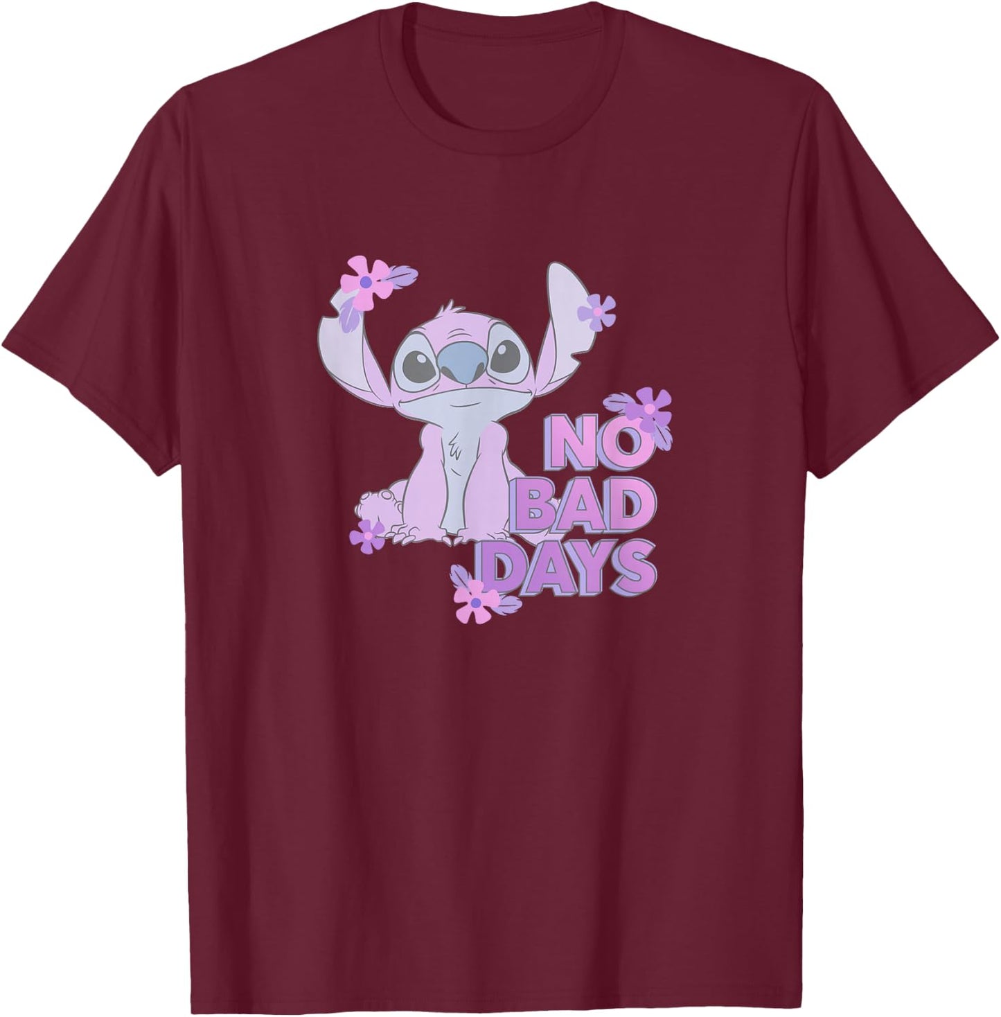 Disney Lilo & Stitch No Bad Days Cute Stitch Chest Portrait T-Shirt - T-Shirt | Maroon