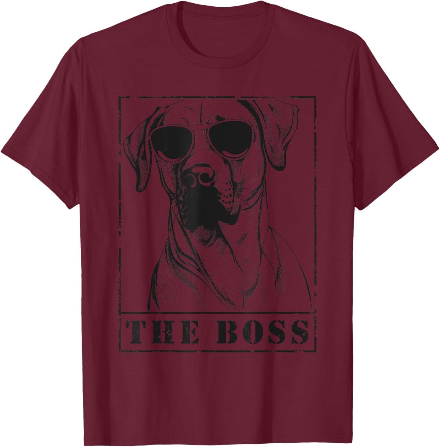 The Funny Black Mouth Cur Boss Mom Dad Dog Lover T-Shirt - T-Shirt | Maroon