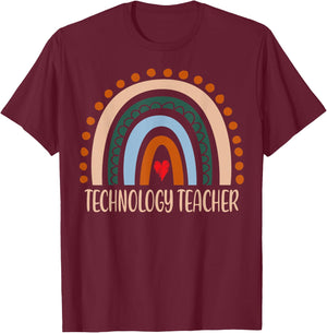 Technology Teacher Rainbow Appreciation Day Back To School Women T-Shirt - T-Shirt | Maroon