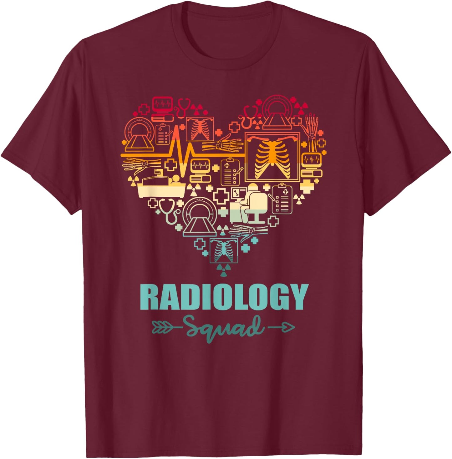 Radiology Squad Heart Funny Radiology Team T-Shirt - T-Shirt | Maroon