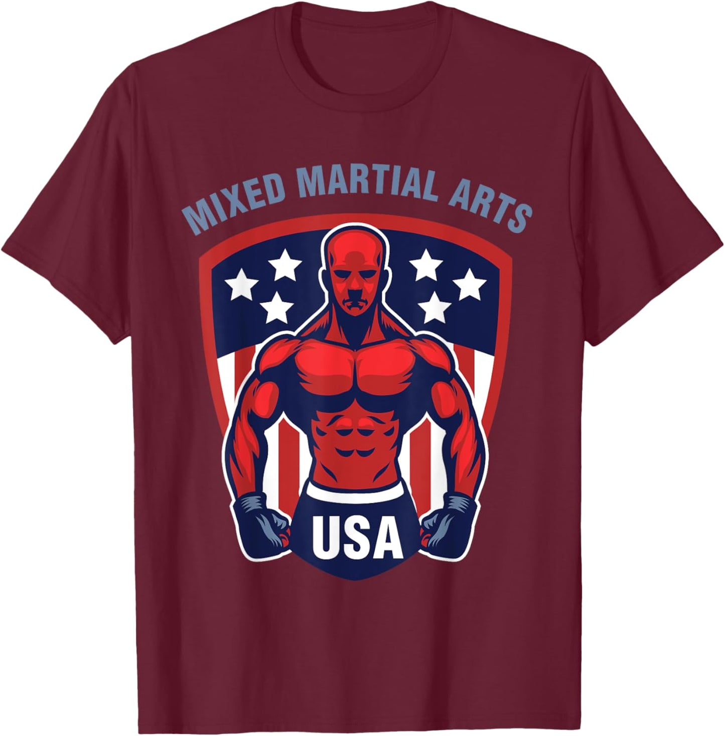 MMA USA Support the Team Shirt USA Flag Mixed Martial Arts T-Shirt - T-Shirt | Maroon