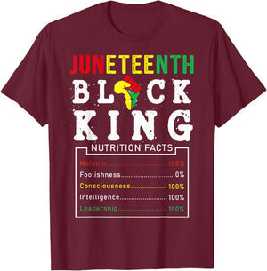 Juneteenth Men Black King Nutritional Facts Freedom Day T-Shirt - T-Shirt | Maroon