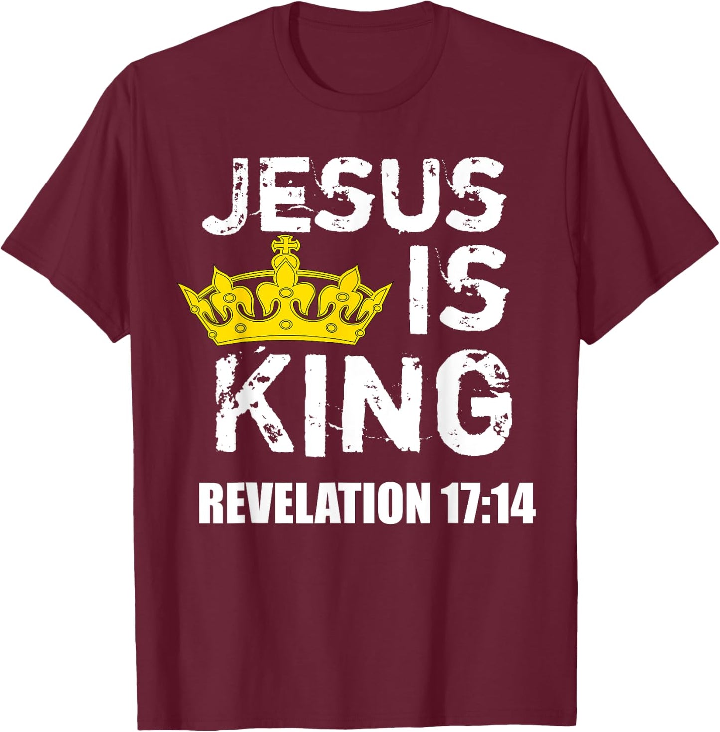 Jesus is King (Crown) - Faith, God, Christian Jesus4m3 T-Shirt - T-Shirt | Maroon