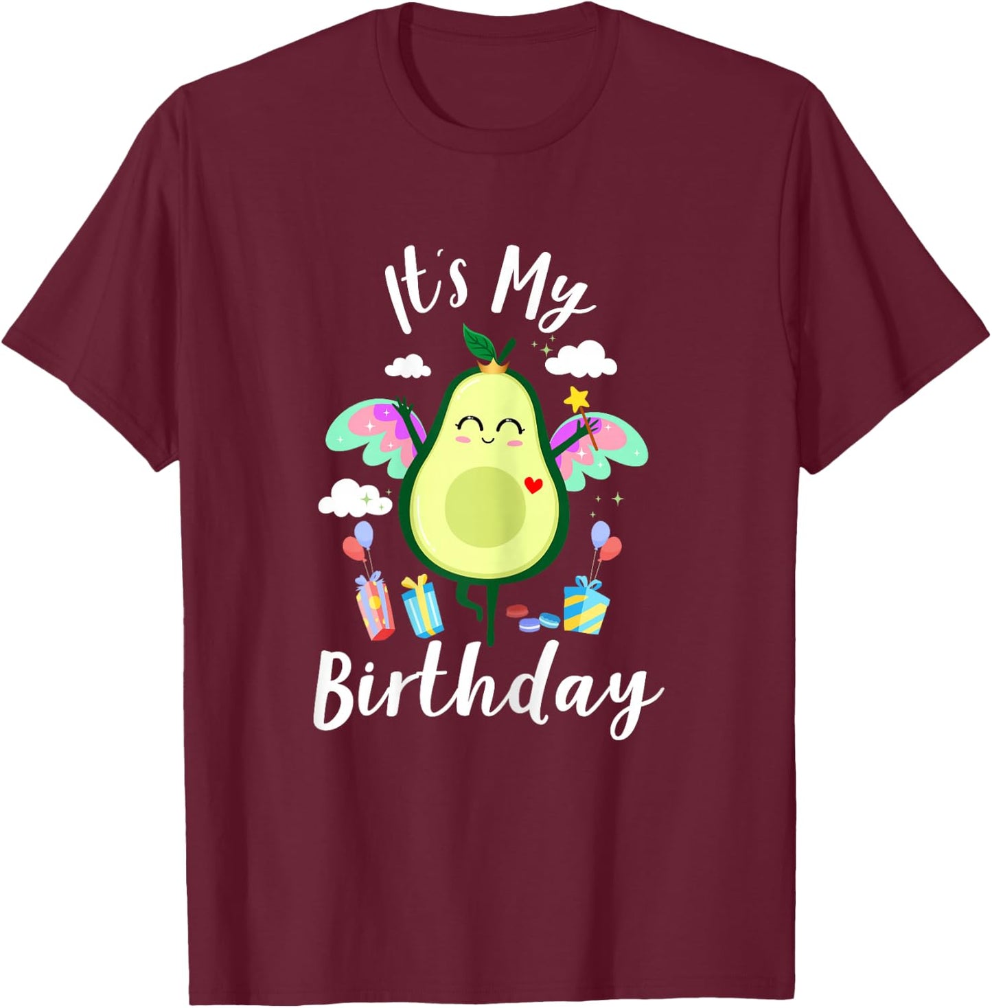 Avocado-Shirt Kids Toddler Girls Funny Cute It’s My Birthday T-Shirt - T-Shirt | Maroon