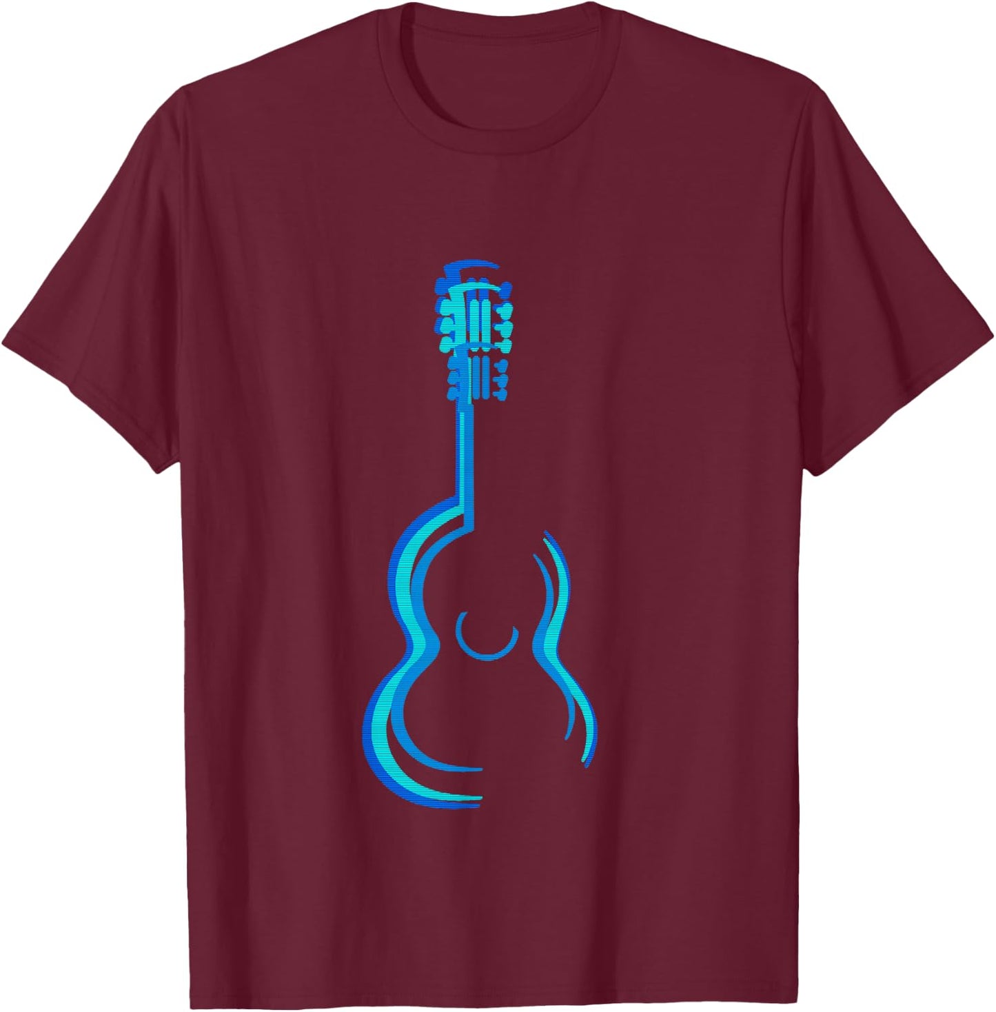 Guitar Graphics Everywhere -Kids Guitar Lovers - Black, Small T-Shirt - T-Shirt | Maroon