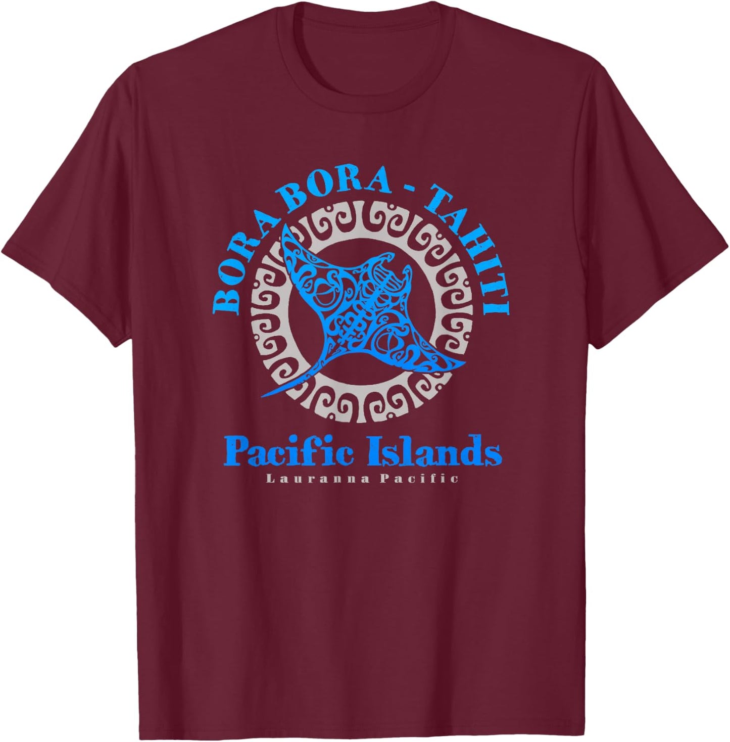 Manta Ray Bora Bora Tahiti Tribal Tattoo T-Shirt - T-Shirt | Maroon
